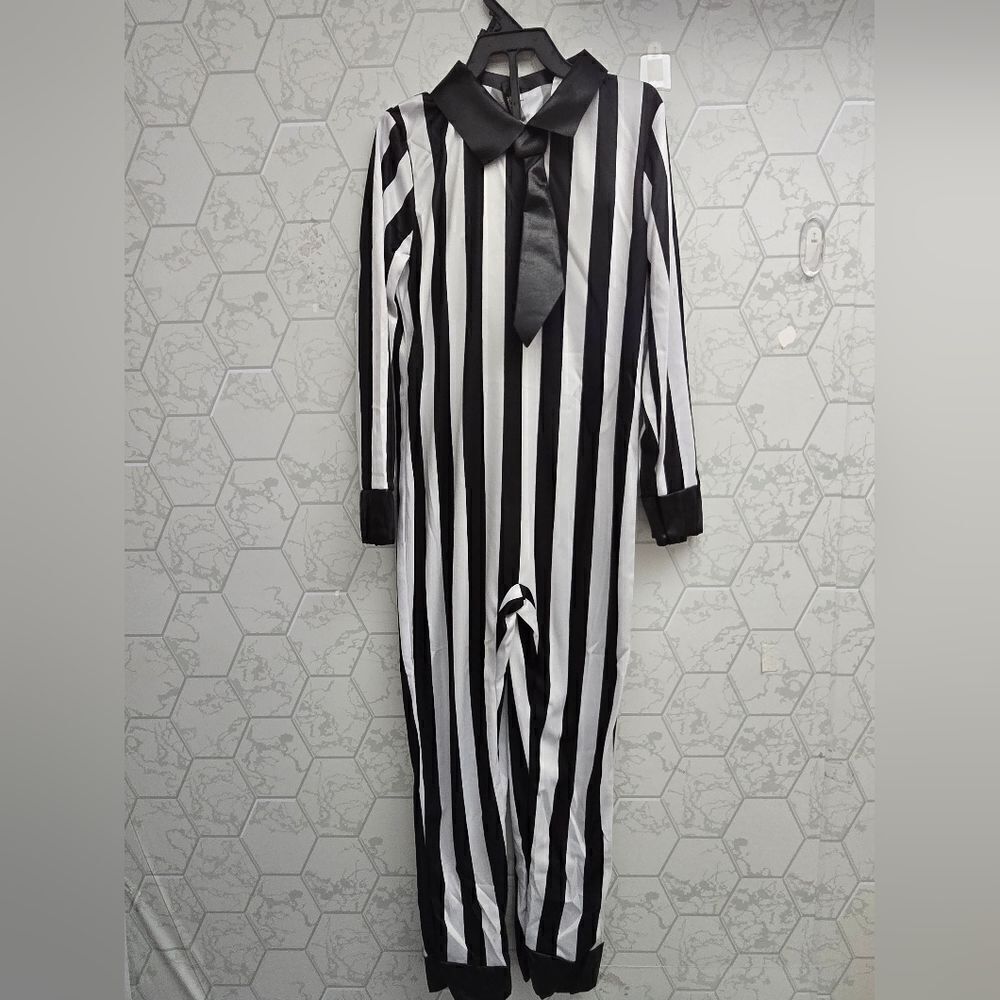 New Unisex Kid's boy / girl Beetlejuice Stripe Jumpsuit Halloween Costume
